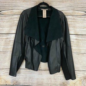 2/$15 Philosophy Black Fuax Leather Open Front Jacket